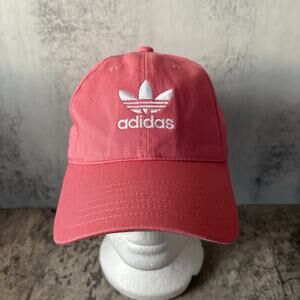 Adidas Trefoil Dad Hat Adjustable Strapback Cap Pink Embroidered Logo Cotton